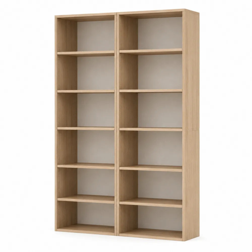 Libreria scaffale a doppia colonna in legno ingegnerizzato colore legno naturale 180 x 120 x 35 cm