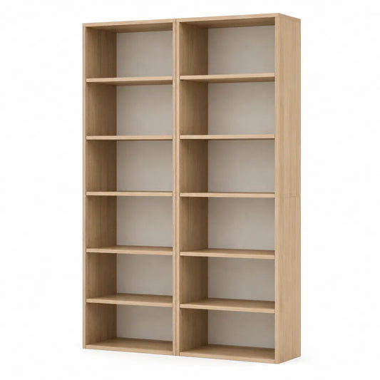 Libreria scaffale a doppia colonna in legno ingegnerizzato colore legno naturale 180 x 120 x 35 cm